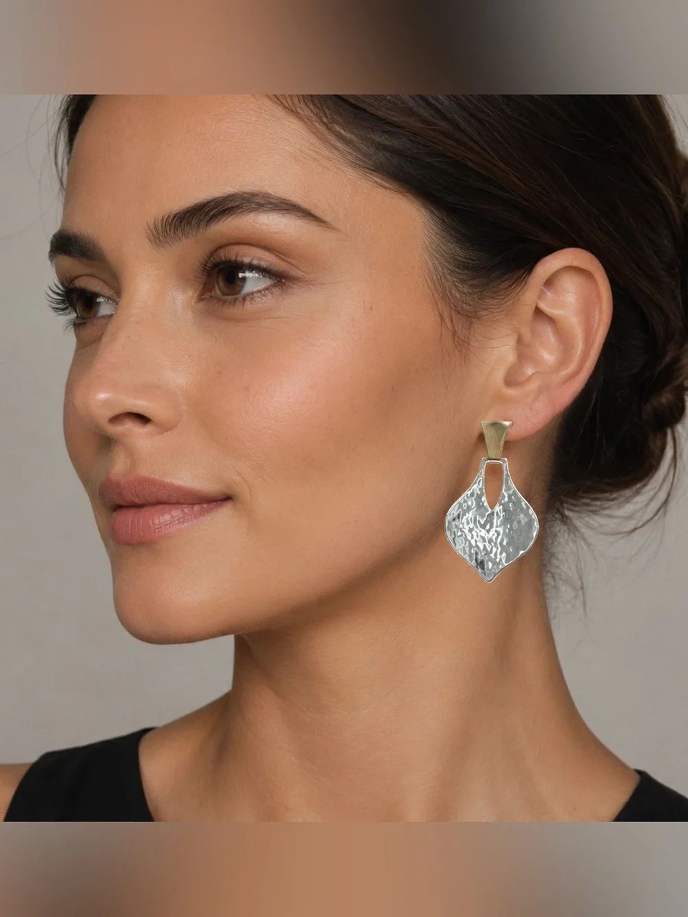 Retired James Avery Seville Hammered Sterling and 14K Bonded Dangle Earrings
